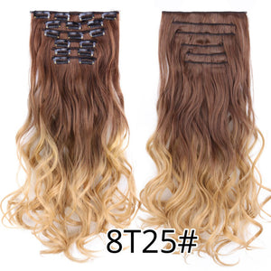 Alileader 6Pcs/Set 22" Hairpiece 140G Straight 16 Clips In False Styling Hair Synthetic Clip In Hair Extensions Heat Resistant