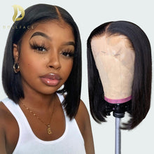 Load image into Gallery viewer, Bob Wig Short Brazilian Bone Straight Cheap Human Hair Wigs For Black Women Black Wig T Part Lace Bob Human Hair Wig Pre Plucked