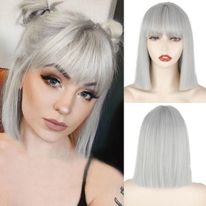 Long Straight Wine Red Wig With Bangs Synthetic Hair Wigs Bang With Wig For Women Wine Red Heat Resistant Wigs