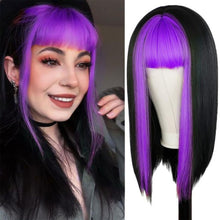 Load image into Gallery viewer, Long Straight Wine Red Wig With Bangs Synthetic Hair Wigs Bang With Wig For Women Wine Red Heat Resistant Wigs