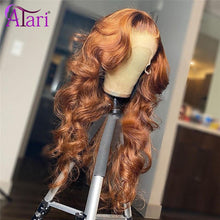 Load image into Gallery viewer, Atari Ginger Brown Body Wave Wig Brazilian Human Hair Wigs Pre Plucked Lace Frontal Wig Transparent Lace for Black Women