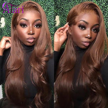 Load image into Gallery viewer, Atari Ginger Brown Body Wave Wig Brazilian Human Hair Wigs Pre Plucked Lace Frontal Wig Transparent Lace for Black Women
