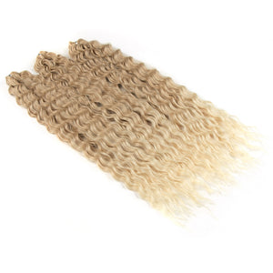 FASHION IDOL Soft Water Wave Twist Crochet Hair Synthetic Braid Hair Ombre Blonde Pink 22 Inch Deep Wave Braiding Hair Extension