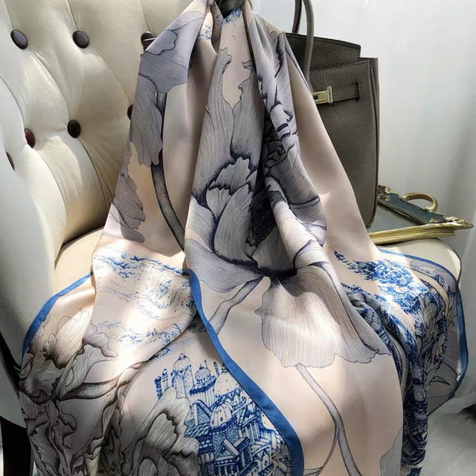 2021 Women Silk Winter Scarf Luxury Design Print Lady Beach Shawl Scarves Fashion Smooth Foulard Female Hijab