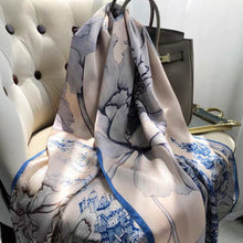 Load image into Gallery viewer, 2021 Women Silk Winter Scarf Luxury Design Print Lady Beach Shawl Scarves Fashion Smooth Foulard Female Hijab