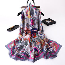 Load image into Gallery viewer, 2021 Women Silk Winter Scarf Luxury Design Print Lady Beach Shawl Scarves Fashion Smooth Foulard Female Hijab