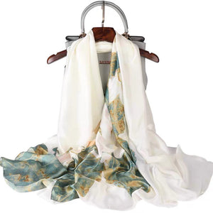 2021 Women Silk Winter Scarf Luxury Design Print Lady Beach Shawl Scarves Fashion Smooth Foulard Female Hijab