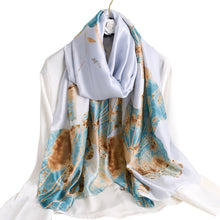 Load image into Gallery viewer, 2021 Women Silk Winter Scarf Luxury Design Print Lady Beach Shawl Scarves Fashion Smooth Foulard Female Hijab