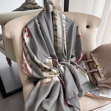 Load image into Gallery viewer, 2021 Women Silk Winter Scarf Luxury Design Print Lady Beach Shawl Scarves Fashion Smooth Foulard Female Hijab