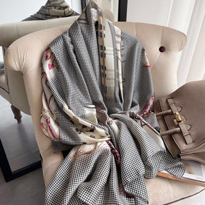 2021 Women Silk Winter Scarf Luxury Design Print Lady Beach Shawl Scarves Fashion Smooth Foulard Female Hijab