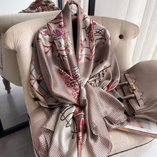 Load image into Gallery viewer, 2021 Women Silk Winter Scarf Luxury Design Print Lady Beach Shawl Scarves Fashion Smooth Foulard Female Hijab