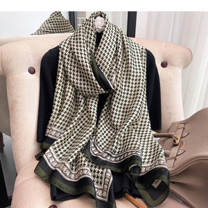 2021 Women Silk Winter Scarf Luxury Design Print Lady Beach Shawl Scarves Fashion Smooth Foulard Female Hijab