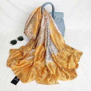 2021 Women Silk Winter Scarf Luxury Design Print Lady Beach Shawl Scarves Fashion Smooth Foulard Female Hijab