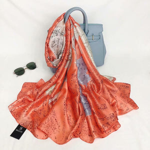 2021 Women Silk Winter Scarf Luxury Design Print Lady Beach Shawl Scarves Fashion Smooth Foulard Female Hijab