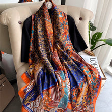 Load image into Gallery viewer, 2021 Women Silk Winter Scarf Luxury Design Print Lady Beach Shawl Scarves Fashion Smooth Foulard Female Hijab