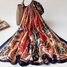 Load image into Gallery viewer, 2021 Women Silk Winter Scarf Luxury Design Print Lady Beach Shawl Scarves Fashion Smooth Foulard Female Hijab