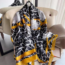 Load image into Gallery viewer, 2021 Women Silk Winter Scarf Luxury Design Print Lady Beach Shawl Scarves Fashion Smooth Foulard Female Hijab