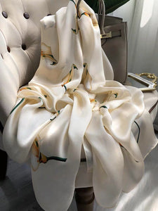 2021 Women Silk Winter Scarf Luxury Design Print Lady Beach Shawl Scarves Fashion Smooth Foulard Female Hijab