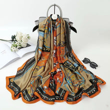 Load image into Gallery viewer, 2021 Women Silk Winter Scarf Luxury Design Print Lady Beach Shawl Scarves Fashion Smooth Foulard Female Hijab
