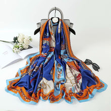 Load image into Gallery viewer, 2021 Women Silk Winter Scarf Luxury Design Print Lady Beach Shawl Scarves Fashion Smooth Foulard Female Hijab