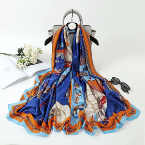 2021 Women Silk Winter Scarf Luxury Design Print Lady Beach Shawl Scarves Fashion Smooth Foulard Female Hijab