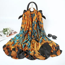Load image into Gallery viewer, 2021 Women Silk Winter Scarf Luxury Design Print Lady Beach Shawl Scarves Fashion Smooth Foulard Female Hijab