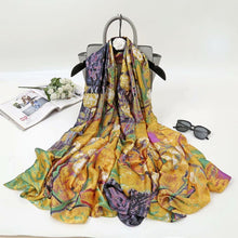 Load image into Gallery viewer, 2021 Women Silk Winter Scarf Luxury Design Print Lady Beach Shawl Scarves Fashion Smooth Foulard Female Hijab