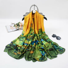 Load image into Gallery viewer, 2021 Women Silk Winter Scarf Luxury Design Print Lady Beach Shawl Scarves Fashion Smooth Foulard Female Hijab