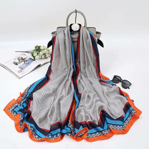 2021 Women Silk Winter Scarf Luxury Design Print Lady Beach Shawl Scarves Fashion Smooth Foulard Female Hijab