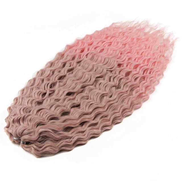 FASHION IDOL Soft Water Wave Twist Crochet Hair Synthetic Braid Hair Ombre Blonde Pink 22 Inch Deep Wave Braiding Hair Extension