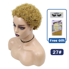 Load image into Gallery viewer, Short Curly Hair Wigs Pixie Cut Brazilian Human Hair For Black Women Natural Black 150% Density Glueless Afro Kinky Curly Wig