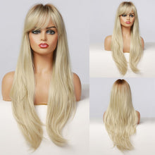 Load image into Gallery viewer, GEMMA Red Brown Copper Ginger Long Straight Synthetic Wigs for Women Natural Wave Wigs with Bangs Heat Resistant Cosplay Hair
