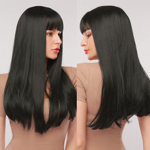 Load image into Gallery viewer, GEMMA Red Brown Copper Ginger Long Straight Synthetic Wigs for Women Natural Wave Wigs with Bangs Heat Resistant Cosplay Hair