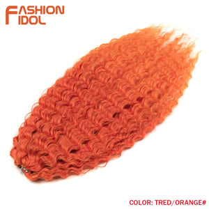 FASHION IDOL Soft Water Wave Twist Crochet Hair Synthetic Braid Hair Ombre Blonde Pink 22 Inch Deep Wave Braiding Hair Extension