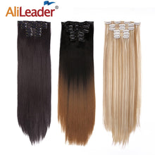Load image into Gallery viewer, Alileader 6Pcs/Set 22&quot; Hairpiece 140G Straight 16 Clips In False Styling Hair Synthetic Clip In Hair Extensions Heat Resistant