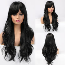 Load image into Gallery viewer, GEMMA Red Brown Copper Ginger Long Straight Synthetic Wigs for Women Natural Wave Wigs with Bangs Heat Resistant Cosplay Hair