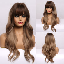 Load image into Gallery viewer, GEMMA Red Brown Copper Ginger Long Straight Synthetic Wigs for Women Natural Wave Wigs with Bangs Heat Resistant Cosplay Hair