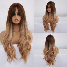 Load image into Gallery viewer, GEMMA Red Brown Copper Ginger Long Straight Synthetic Wigs for Women Natural Wave Wigs with Bangs Heat Resistant Cosplay Hair