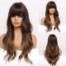 Load image into Gallery viewer, GEMMA Red Brown Copper Ginger Long Straight Synthetic Wigs for Women Natural Wave Wigs with Bangs Heat Resistant Cosplay Hair