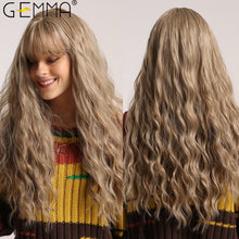 Load image into Gallery viewer, GEMMA Red Brown Copper Ginger Long Straight Synthetic Wigs for Women Natural Wave Wigs with Bangs Heat Resistant Cosplay Hair