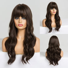 Load image into Gallery viewer, GEMMA Red Brown Copper Ginger Long Straight Synthetic Wigs for Women Natural Wave Wigs with Bangs Heat Resistant Cosplay Hair