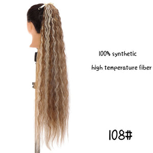 MSTN 30-Inch Synthetic Hair Fiber Heat-Resistant Straight Hair With Ponytail Fake Hair Chip-in Hair Extensions Pony Tail Wigs