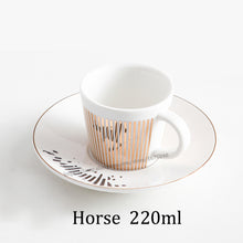 Load image into Gallery viewer, Creative Horse Anamorphic Cup Mirror Reflection Cup Hummingbird Mug Luycho Coffee Tea Set With Coaster 90ml-220ml