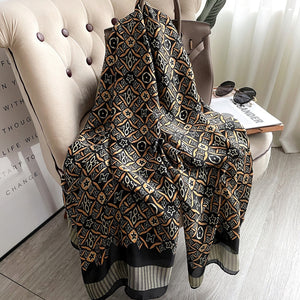 2021 Women Silk Winter Scarf Luxury Design Print Lady Beach Shawl Scarves Fashion Smooth Foulard Female Hijab