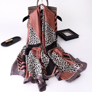 2021 Women Silk Winter Scarf Luxury Design Print Lady Beach Shawl Scarves Fashion Smooth Foulard Female Hijab