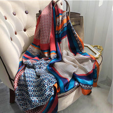 Load image into Gallery viewer, 2021 Women Silk Winter Scarf Luxury Design Print Lady Beach Shawl Scarves Fashion Smooth Foulard Female Hijab