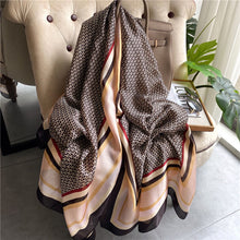 Load image into Gallery viewer, 2021 Women Silk Winter Scarf Luxury Design Print Lady Beach Shawl Scarves Fashion Smooth Foulard Female Hijab