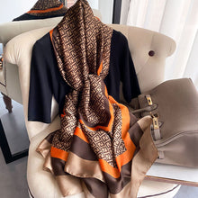 Load image into Gallery viewer, 2021 Women Silk Winter Scarf Luxury Design Print Lady Beach Shawl Scarves Fashion Smooth Foulard Female Hijab