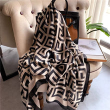 Load image into Gallery viewer, 2021 Women Silk Winter Scarf Luxury Design Print Lady Beach Shawl Scarves Fashion Smooth Foulard Female Hijab