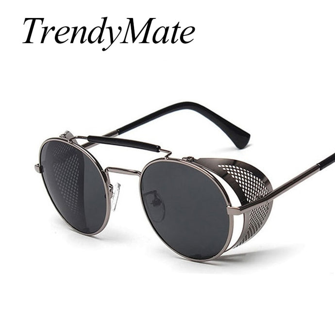 Retro  Round Designer  Metal Shields Sunglasses Men Women UV400